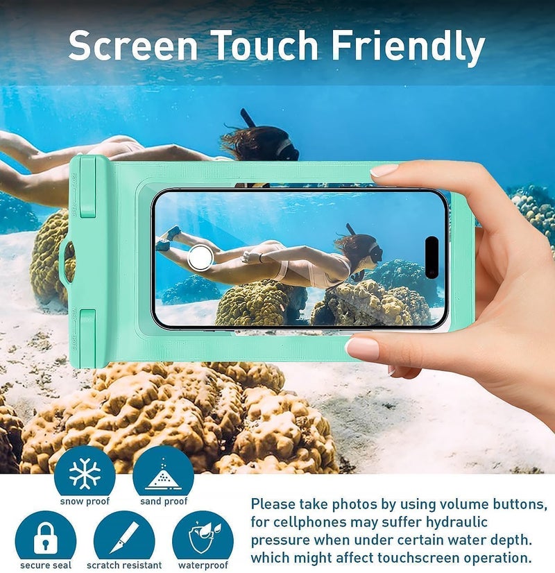 MOLOPPO Waterproof Phone Pouch/Case Dry Bags for iPhone 17 16 Pro Max/iPhone 15 Pro/14/13 for Samsung LG, IPX8 Cellphone Dry Bag Beach Cruise Ship Essentials, 2 Pack-Black & Green - Image 2